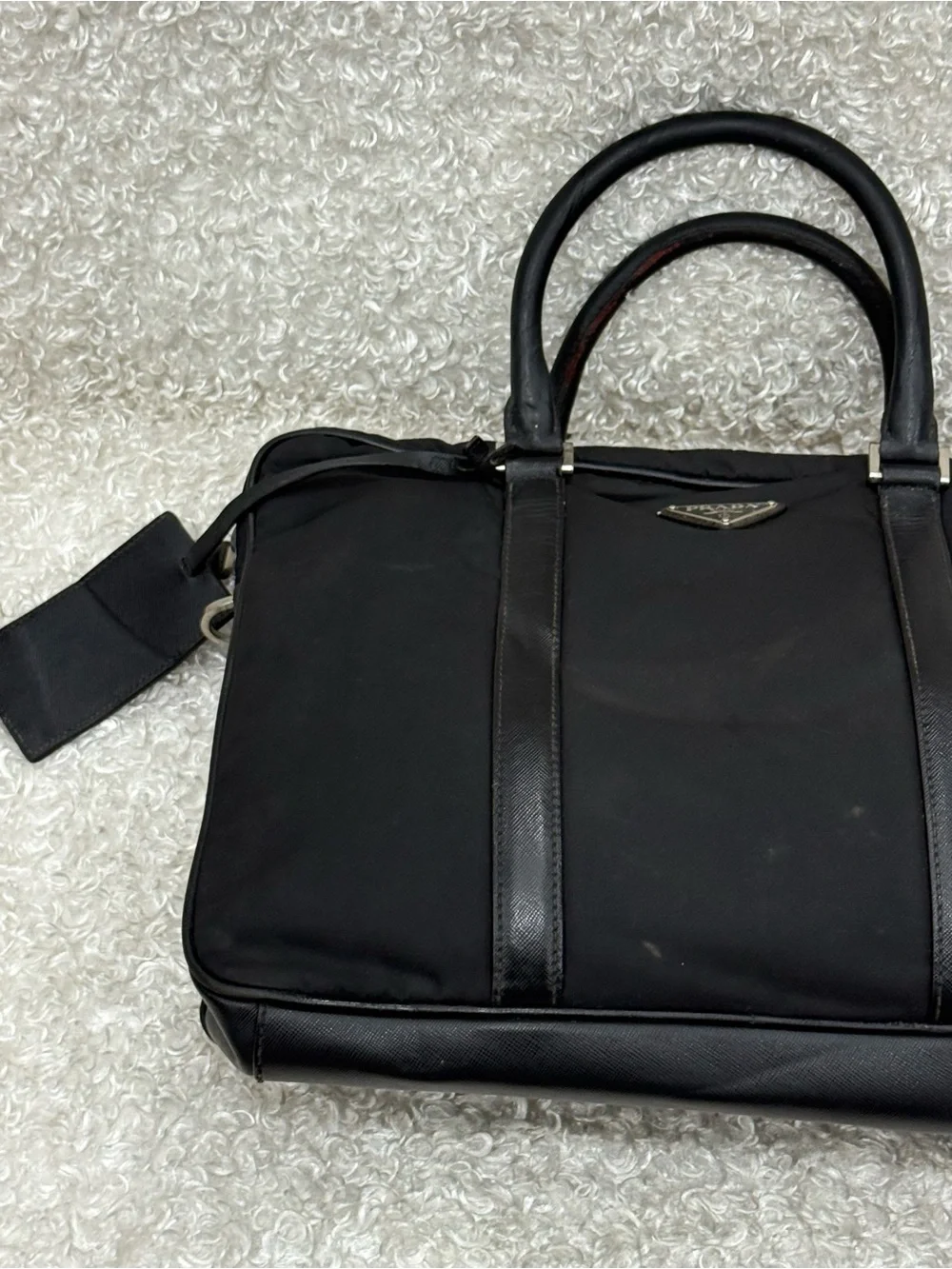 PRADA - Black Nylon Leather Business Bag